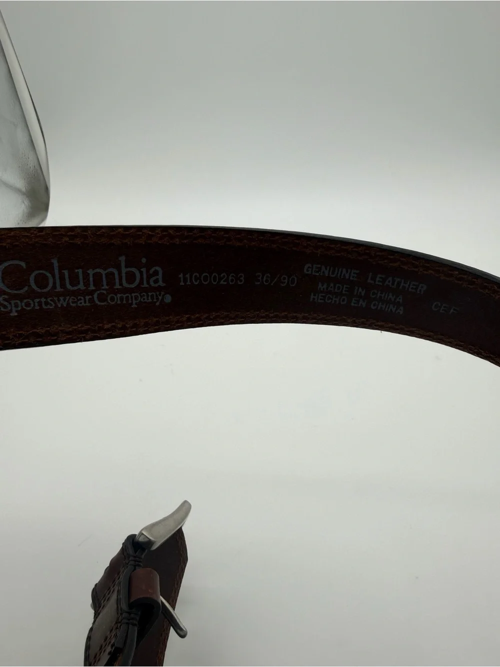 Columbia Dark Brown Leather Belt with Silver Buckle